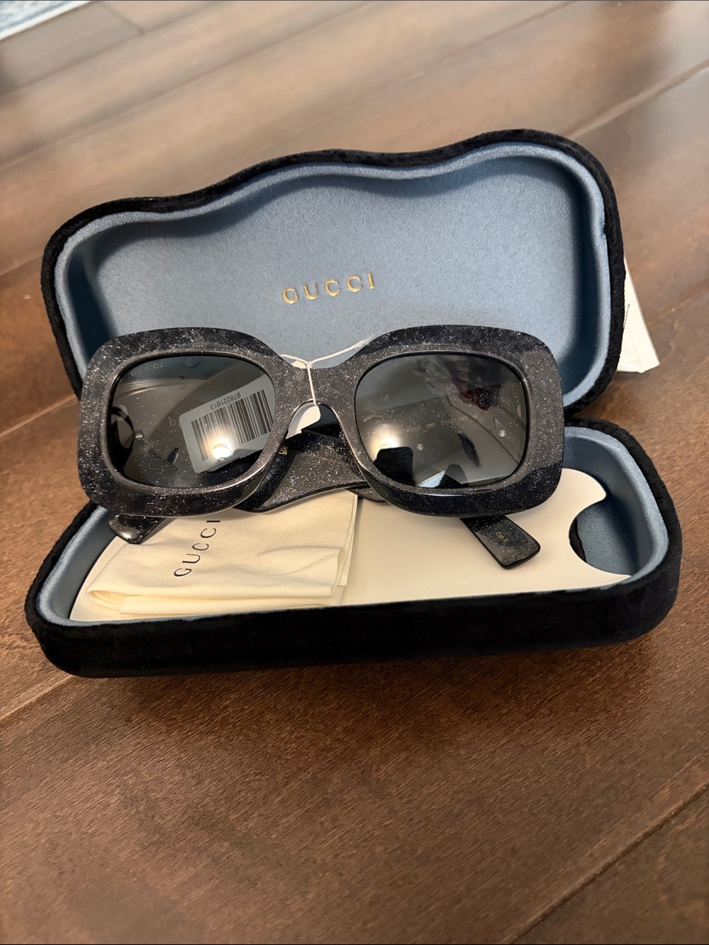 Gucci GG1695S 003 Black with Glitter/Grey 51-21-140 Sunglasses New Authentic